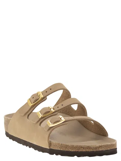 Birkenstock Beige Leather Florida Slippers