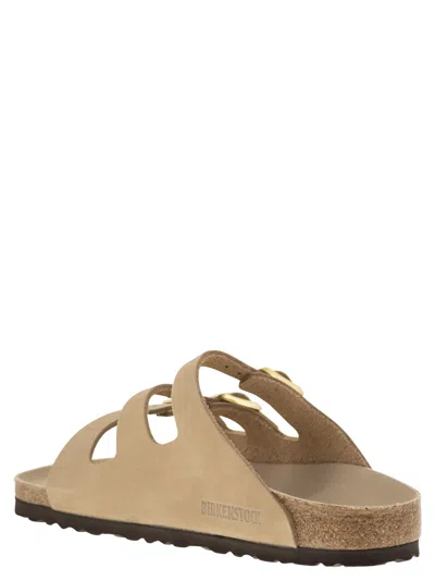 Birkenstock Beige Leather Florida Slippers
