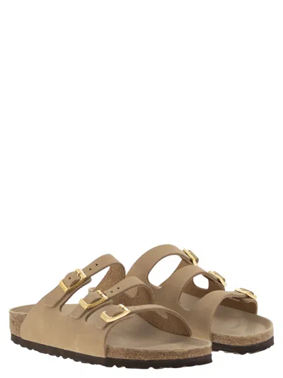 Birkenstock Beige Leather Florida Slippers