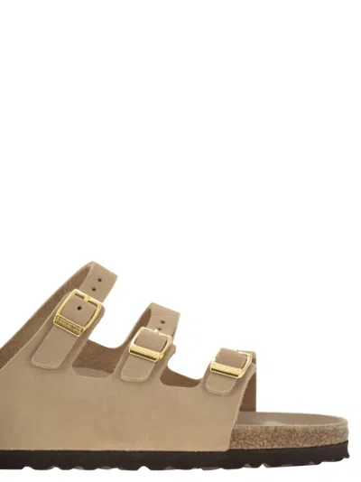 Birkenstock Beige Leather Florida Slippers