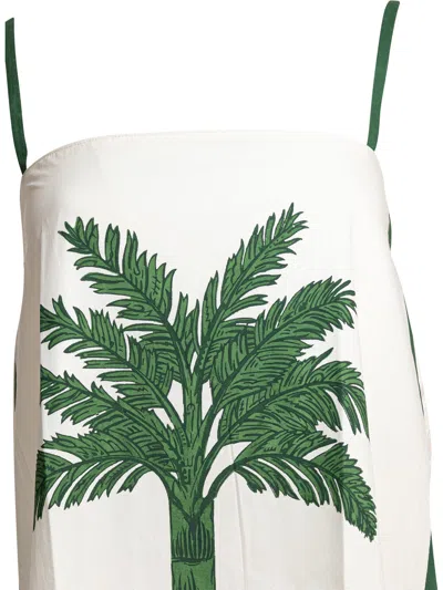Tallulah Maxi Dress With Green Palm Tree Graphic In White