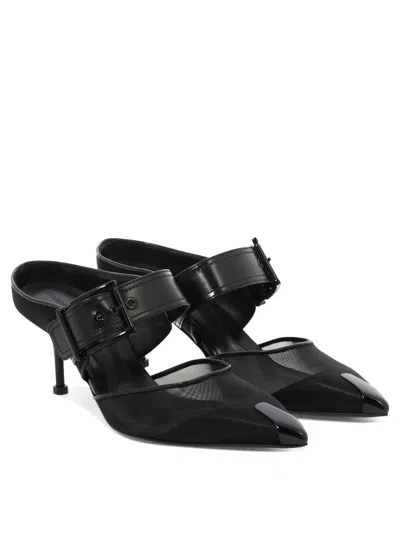 Alexander Mcqueen Mesh And Leather Mules