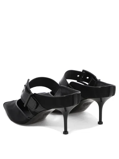 Alexander Mcqueen Mesh And Leather Mules