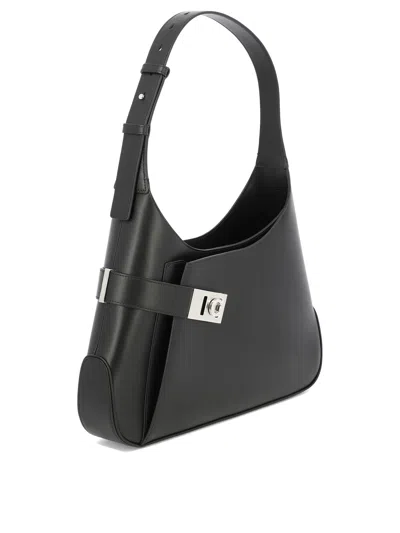 Ferragamo Hobo Gancini-buckle Shoulder Bag In Black