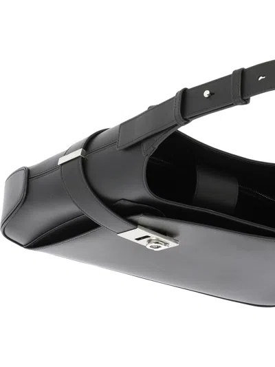 Ferragamo Hobo Gancini-buckle Shoulder Bag In Black