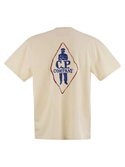 C.p. Company C.p.company Natural Jersey T-shirt With Logo