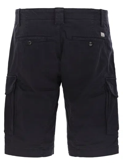 C.p. Company Cp Company Stretch Cotton Satin Cargo Shorts In Black