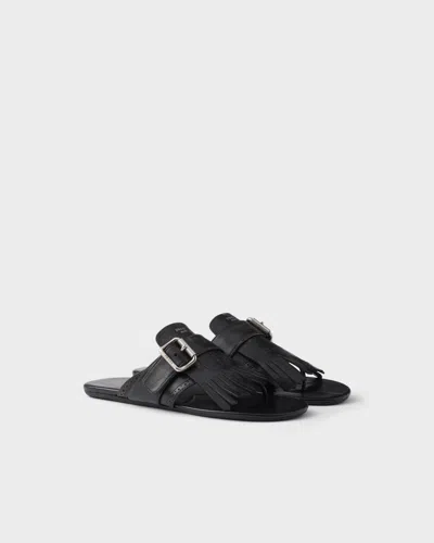Prada Shuffle Leather Thong Sandals