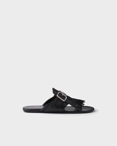 Prada Shuffle Leather Thong Sandals