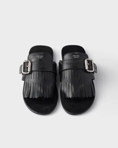 Prada Shuffle Leather Thong Sandals