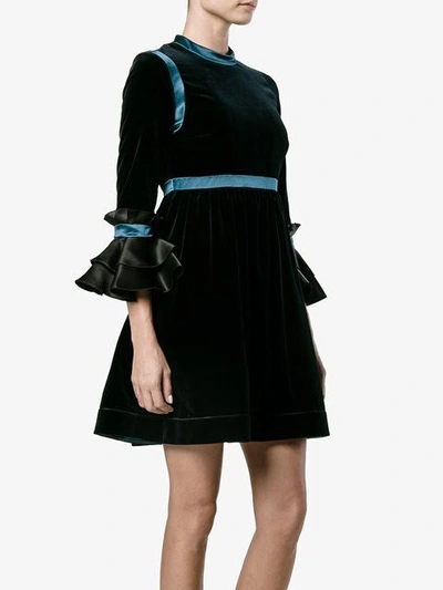 Shop Roksanda 'neruda' Velvet Dress In Blue
