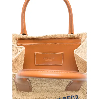 Dsquared2 Summer Lovers Natural Rafia And Leather Handbag