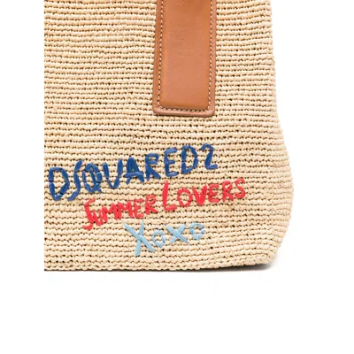 Dsquared2 Summer Lovers Natural Rafia And Leather Handbag