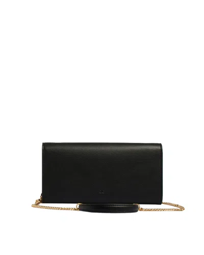 Elisabetta Franchi Pochette Con Tracolla In Metallo Dorato Nera