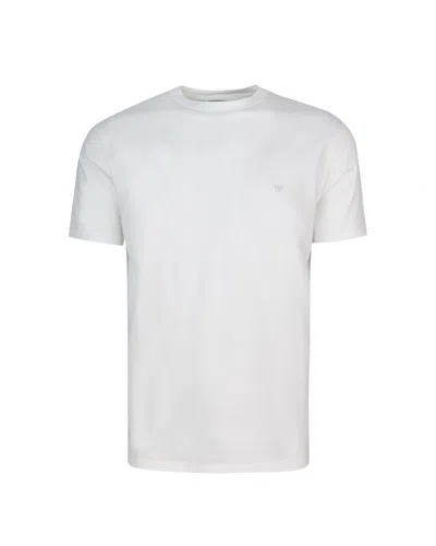 Shop Emporio Armani T Shirt Bianca Con Micro Aquila A Tono Sul Petto