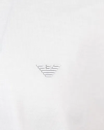 Emporio Armani White T-shirt With Micro Eagle In Tone On The Chest
