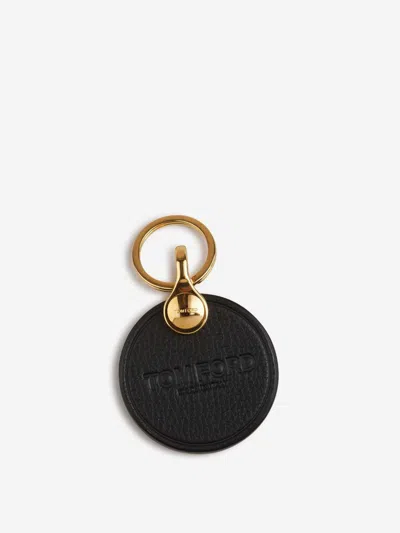 Tom Ford Leather Logo Disk Keyring