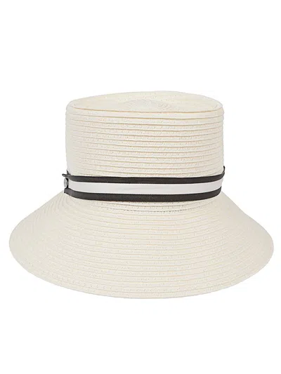 Borsalino Striped Band Ribbon Detail Wide Brim Hat