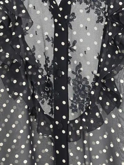 Valentino Garavani Polka Dot Tulle Bib Button-up Shirt
