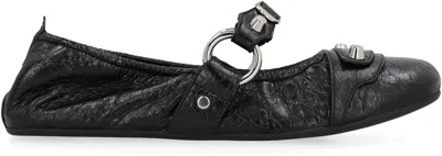 Balenciaga Black Lamb Leather Shoes With Striking Metallic Accents