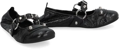 Balenciaga Black Lamb Leather Shoes With Striking Metallic Accents