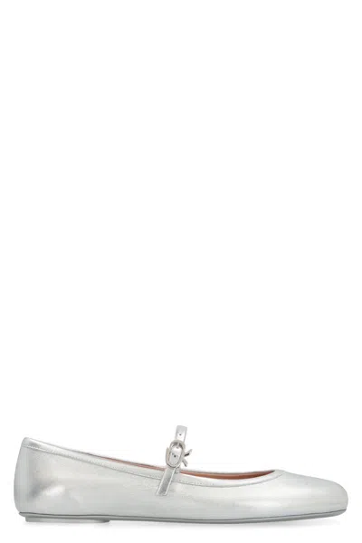 Gianvito Rossi Carla Metallic Leather Mary Jane Flats