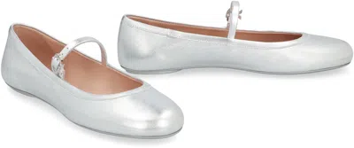 Gianvito Rossi Carla Metallic Leather Mary Jane Flats