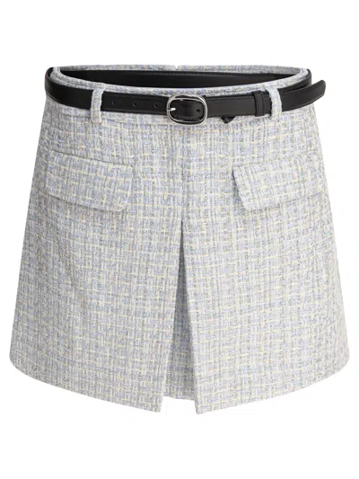Self-portrait Waist Belted Pleat Pockets Textured Fabric
