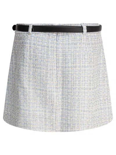 Self-portrait Waist Belted Pleat Pockets Textured Fabric