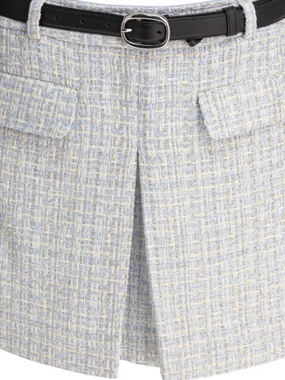 Self-portrait Waist Belted Pleat Pockets Textured Fabric