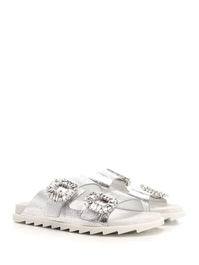 Roger Vivier Women Slidy Viv Strass Buckle In White