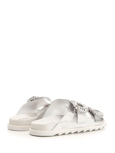 Roger Vivier Women Slidy Viv Strass Buckle In White