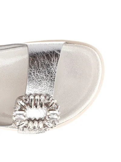 Roger Vivier Women Slidy Viv Strass Buckle In White