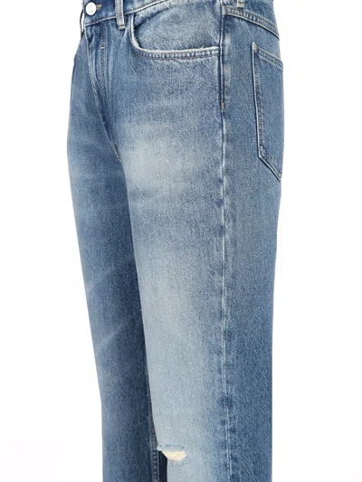 Givenchy Washed Denim Tapered Leg Jeans With Contrast Stitching