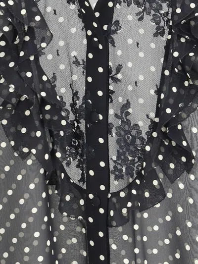 Valentino Garavani Polka Dot Tulle Bib Button-up Shirt