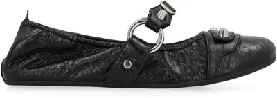 Balenciaga Black Lamb Leather Shoes With Striking Metallic Accents