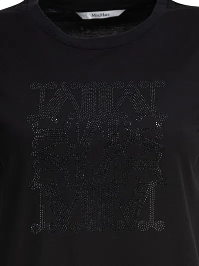 Max Mara Embellished Round Neck Top With Graphic Detail In Black