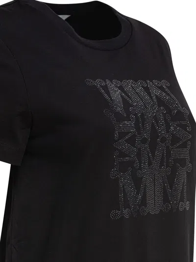 Max Mara Embellished Round Neck Top With Graphic Detail In Black
