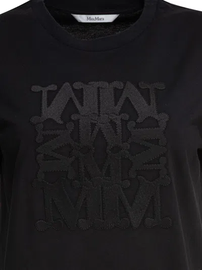 Max Mara Embellished Round Neck Top With Graphic Detail In Black