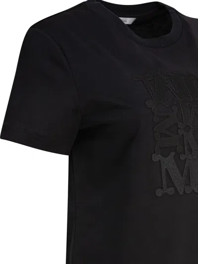 Max Mara Embellished Round Neck Top With Graphic Detail In Black