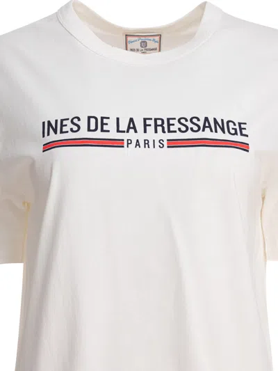 Ines De La Fressange Top Maxence Blanc En Coton Bio Imprimé Rouge In White