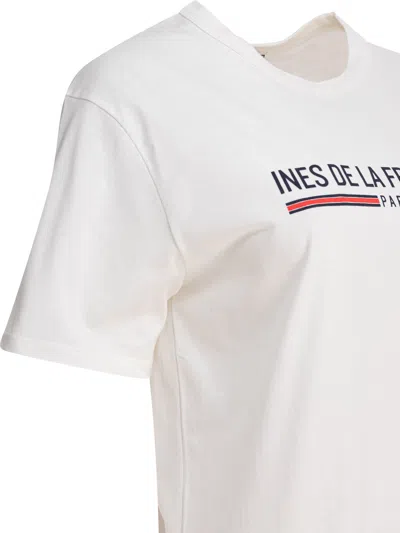 Ines De La Fressange Top Maxence Blanc En Coton Bio Imprimé Rouge In White