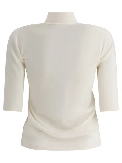 Max Mara Wool Turtleneck T-shirts White In White