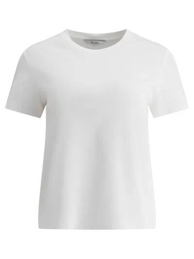 Max Mara Women 'papaia' White Crewneck T-shirt With Tonal Logo Embroidery On The Front In Cotton Wom In White