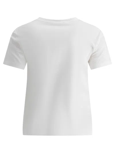 Max Mara Women 'papaia' White Crewneck T-shirt With Tonal Logo Embroidery On The Front In Cotton Wom In White