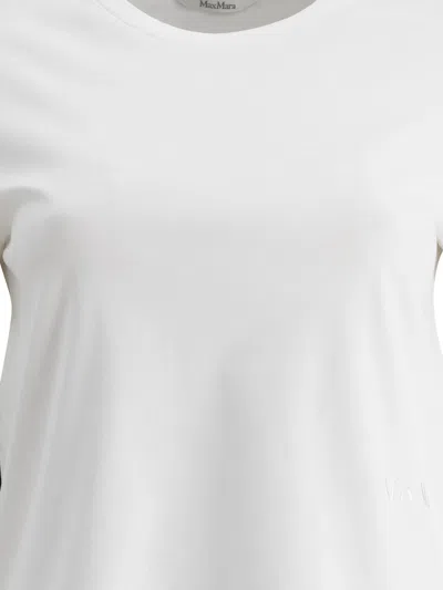 Max Mara Women 'papaia' White Crewneck T-shirt With Tonal Logo Embroidery On The Front In Cotton Wom In White