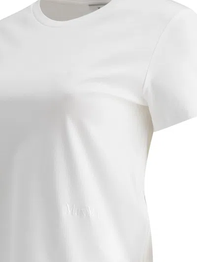 Max Mara Women 'papaia' White Crewneck T-shirt With Tonal Logo Embroidery On The Front In Cotton Wom In White