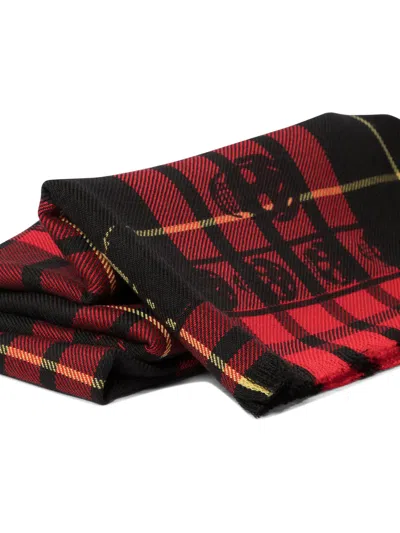 Alexander Mcqueen Tartan Wool Skull Scarf In