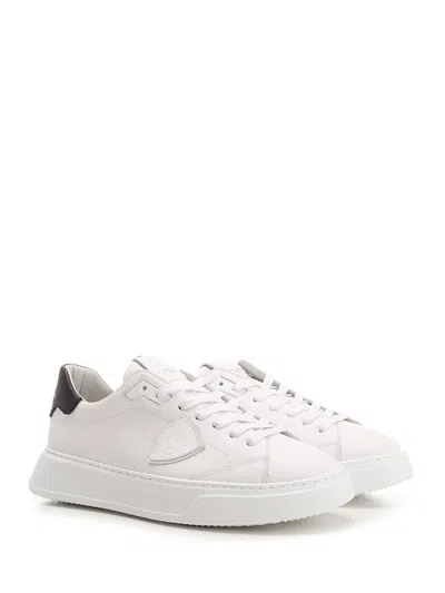 PHILIPPE MODEL TEMPLE LOW MAN VEAU BLANC NOIR SNEAKERS WHITE 