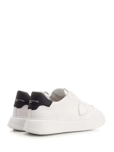 PHILIPPE MODEL TEMPLE LOW MAN VEAU BLANC NOIR SNEAKERS WHITE 